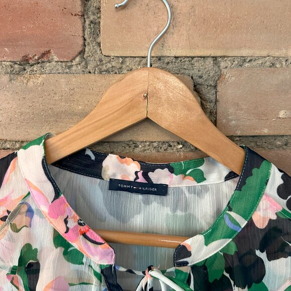 TOMMY HILFIGER Sheer Long Sleeve Blouse – Multicolour Print, Feminine & Flowy - Picture 3 of 3